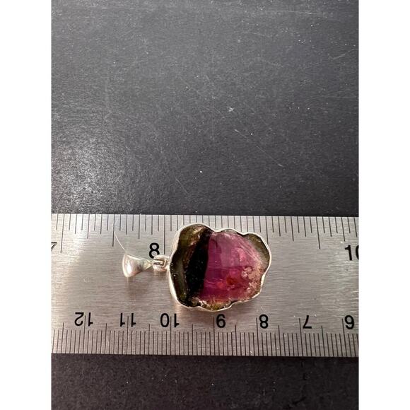 NEW watermelon tourmaline sterling silver pendant 4.38 grams - Picture 11 of 11